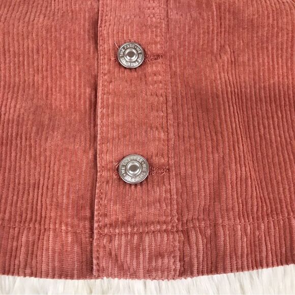 FREE PEOPLE Ray Button Front Corduroy Mini Skirt Rust Pink Fall Size 8 10 New - Picture 10 of 14